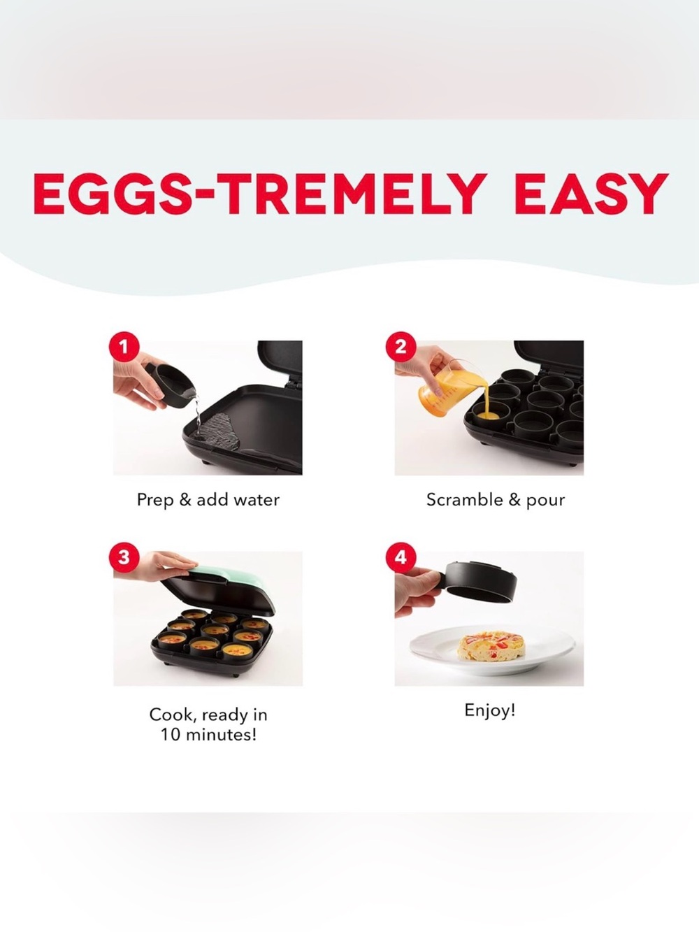 DASH Family Style Egg Bites Maker - Red - Picture 8 of 11